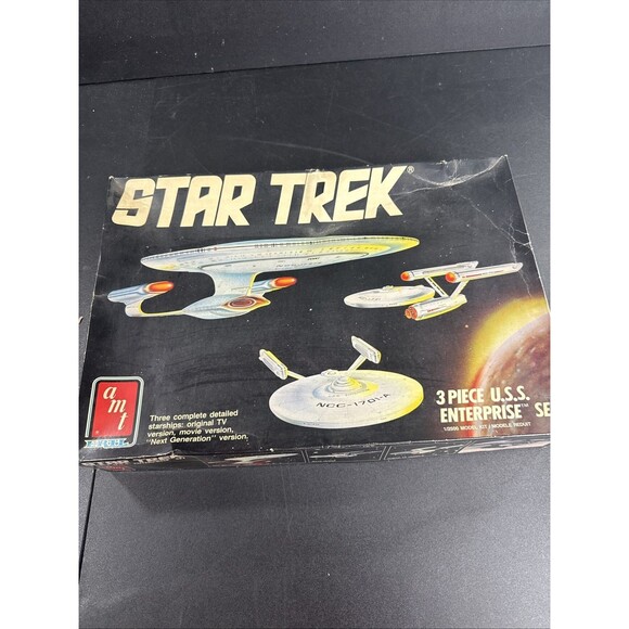 Star Trek 3 Piece U.S.S Enterprise Set Model Kit - 1988 AMT ERTL - Complete - Picture 1 of 6